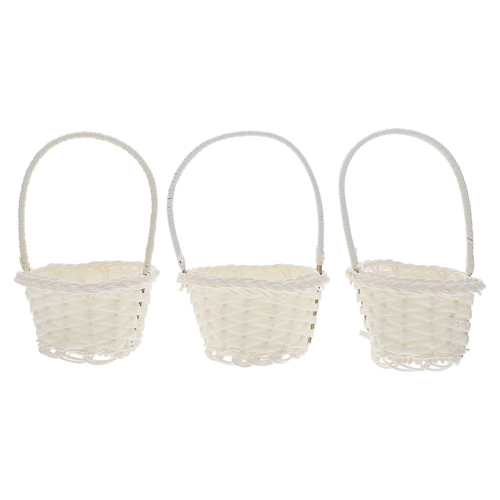 3 Pcs Rattan Woven Baskets Weaving Baskets Candies Containers Handheld Baskets