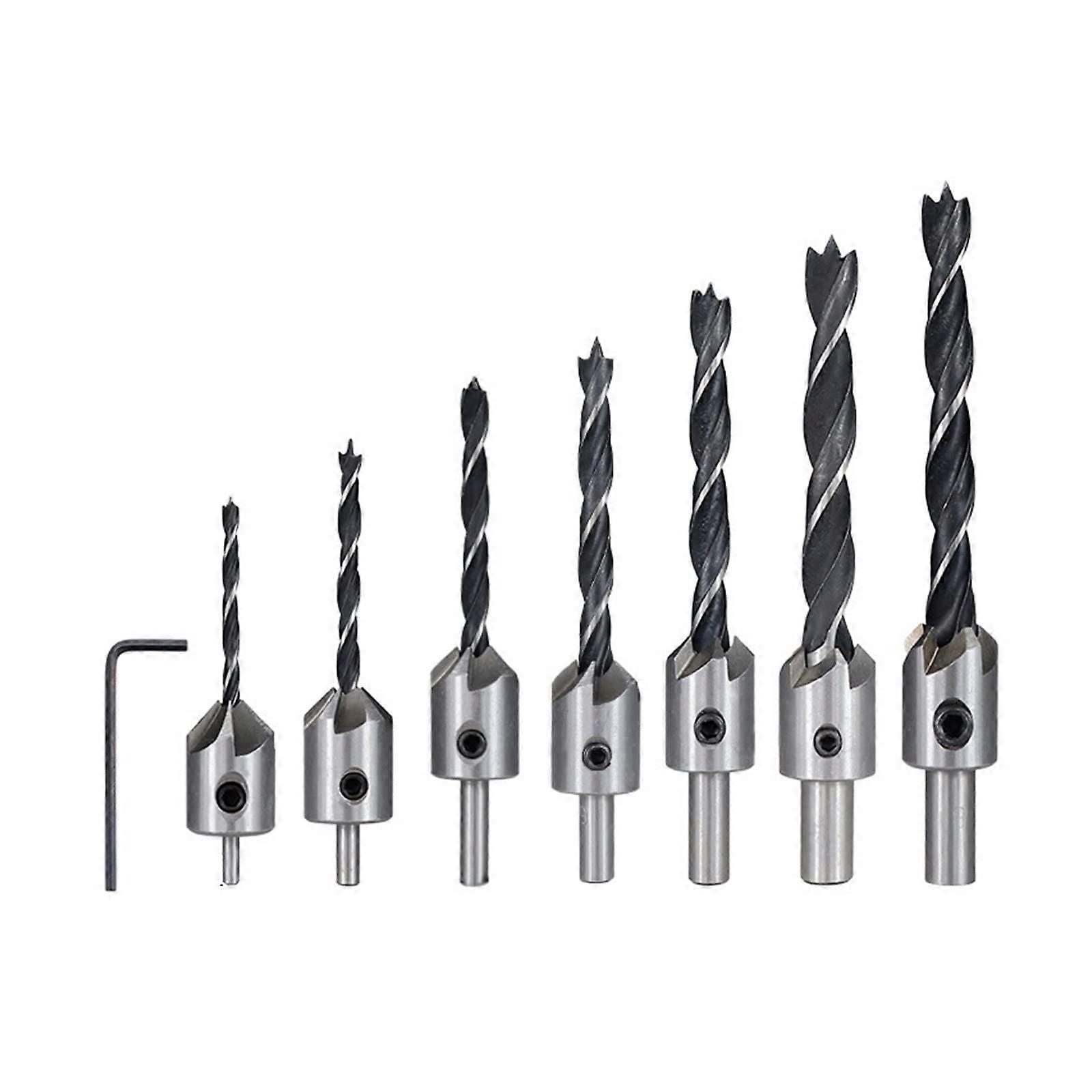3mm10mm HSS Countersink Drill Bit Set, Reamer for Woodworking, Chamfer Drill, Countersink Pilot Hole Cutter, Screw Hole Drill Bit (7pcs 310mm)
