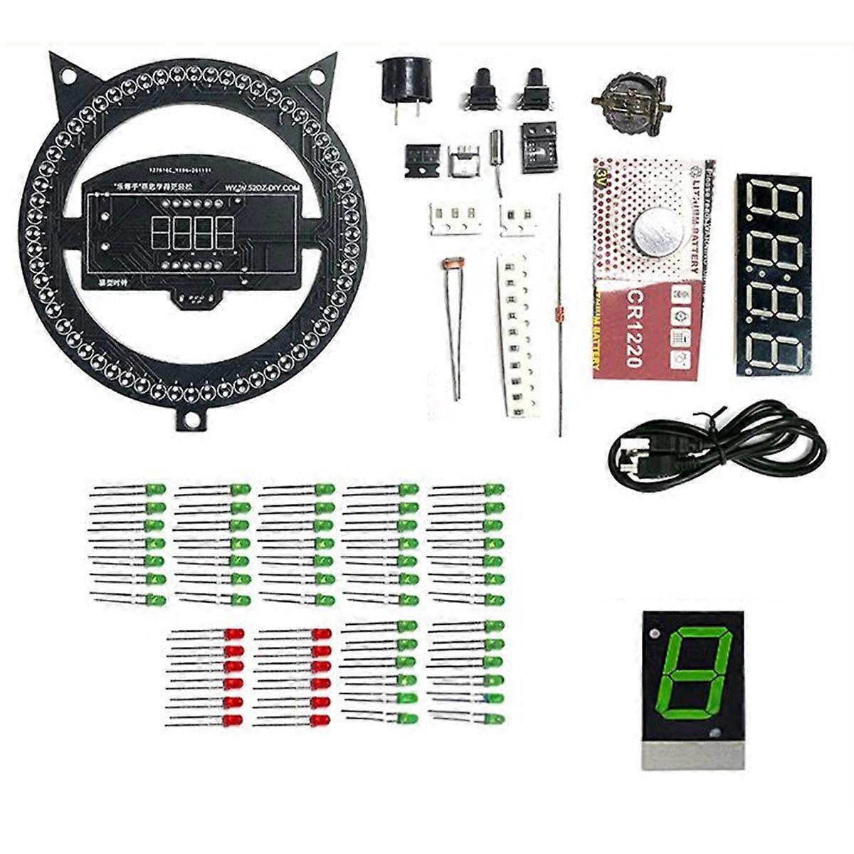 DIY Electronic Kit Clock with Rotating LED DS1302 Display Time Temperature Learning Soldering Project Practice Solder C
