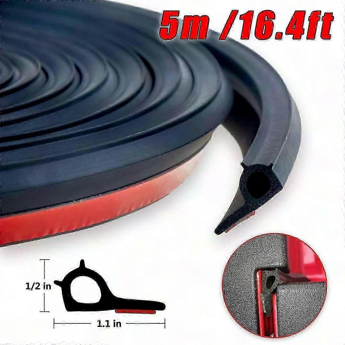 5m Universal Weather Stripping for Pickup Truck Bed - Rubber Tailgate Seal Kit, Sound Insulation, Adhesive Backing