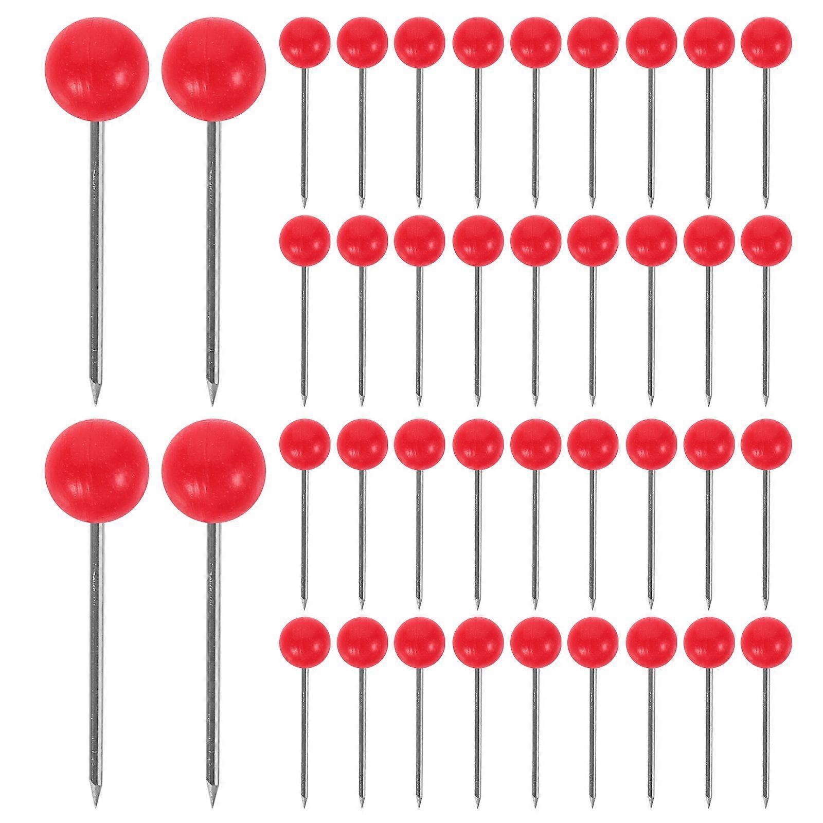 500Pcs Push Round Ball Head Map Tacks with Stainless Point for Office Home Crafts DIY Marking (Red)