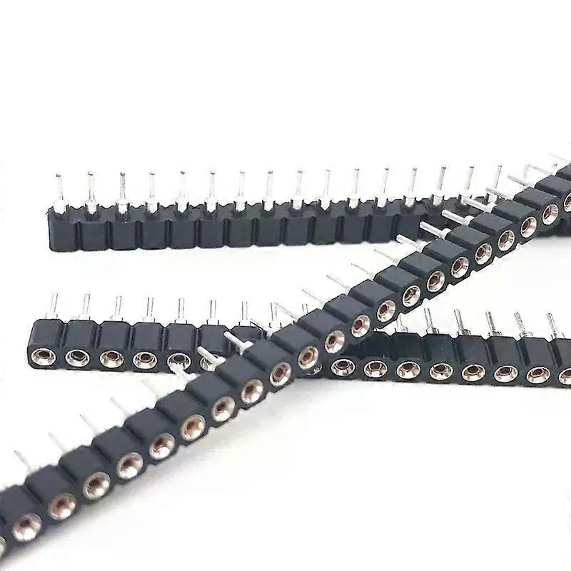 20pcs 1x40P 254mm Round Hole Male Tin Gold Female Pin Header Single Row 01 Breakable PCB IC Crystal Transistor Socket