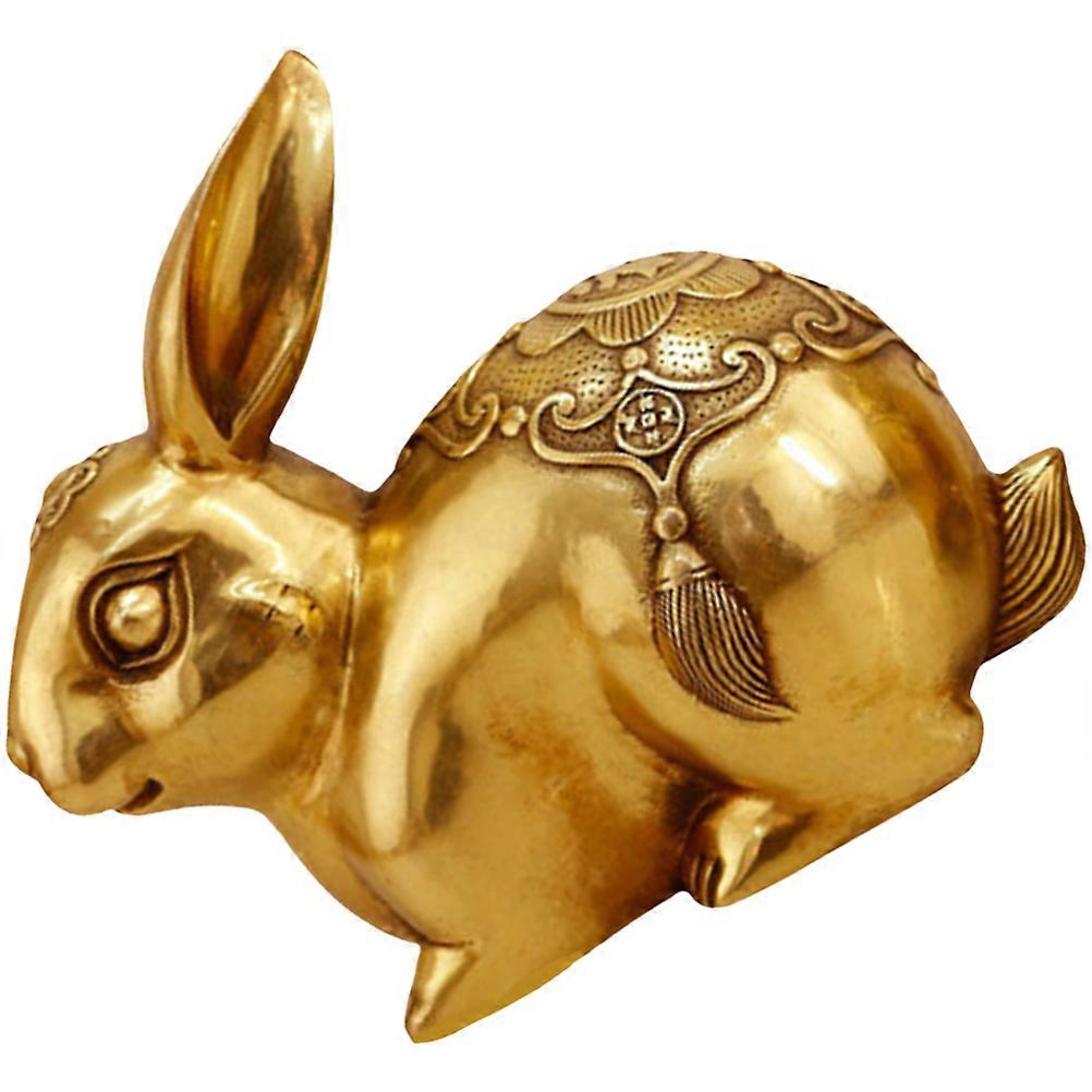 Charming Tiny Bunny Copper Statue Rabbit Year Ornament for Home Garden Decor Accent