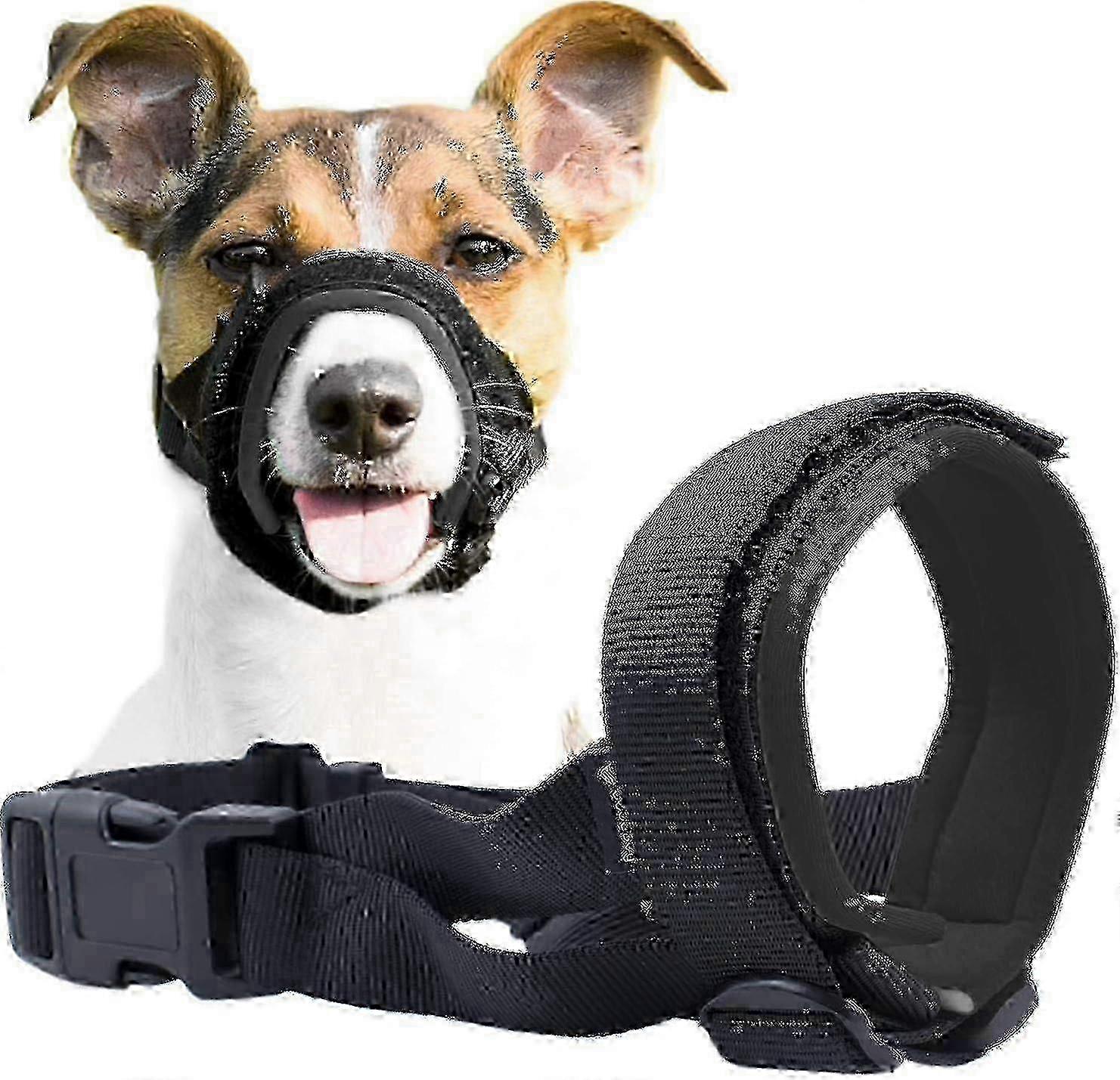 ソフトネオプレン犬用マズルガード、コンフォートフィット付き - 噛みつき防止、擦れなし、小型犬および中型犬用トレーニング補助具(ピンク)