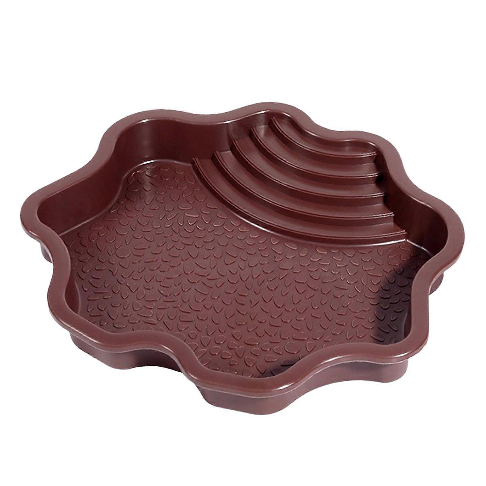 Reptile Bathing Pool for Tortoises and Geckos | Large Capacity Water Bowl with Ramp | Durable Turtle Feeder Dish in Red