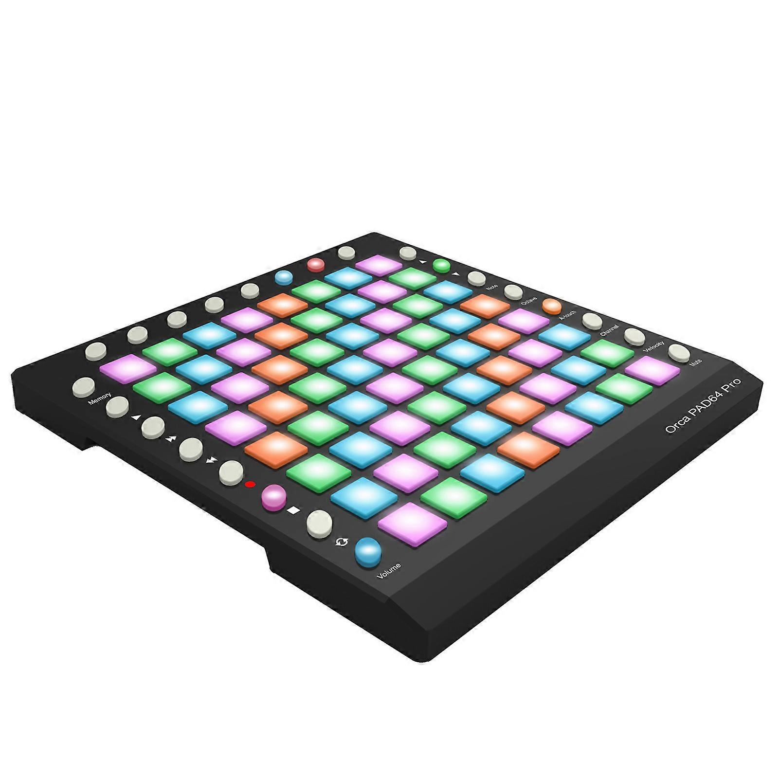 PAD64-A Pro 64 RGB Pads USB MIDI Drum Pad Controller 25,6x25,6cm Nero