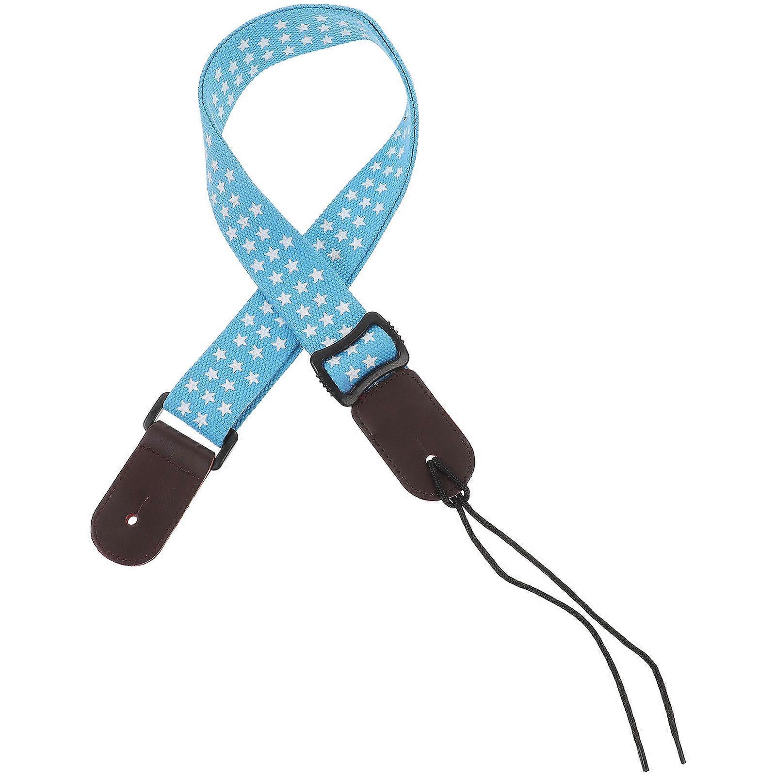 Adjustable Pure Cotton Ukulele Strap with Ends – Durable Blue Accessory for Standing Performance