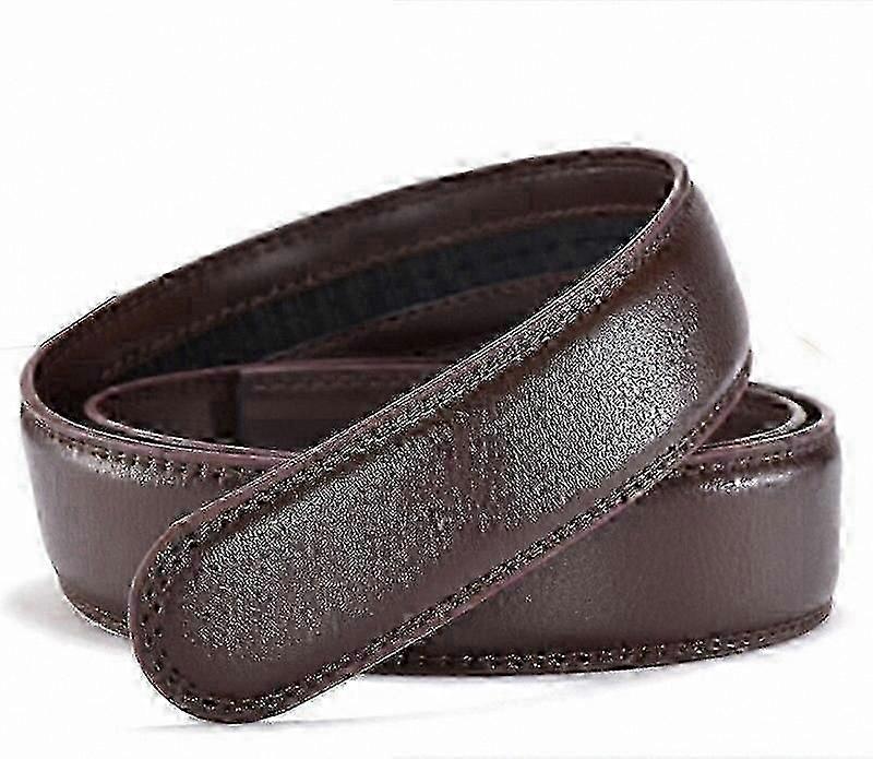 Cinto de couro genuíno largo para homens e mulheres com fivela automática 3,5 cm de largura 150-160 cm de comprimento Sem design de fivela tradicional