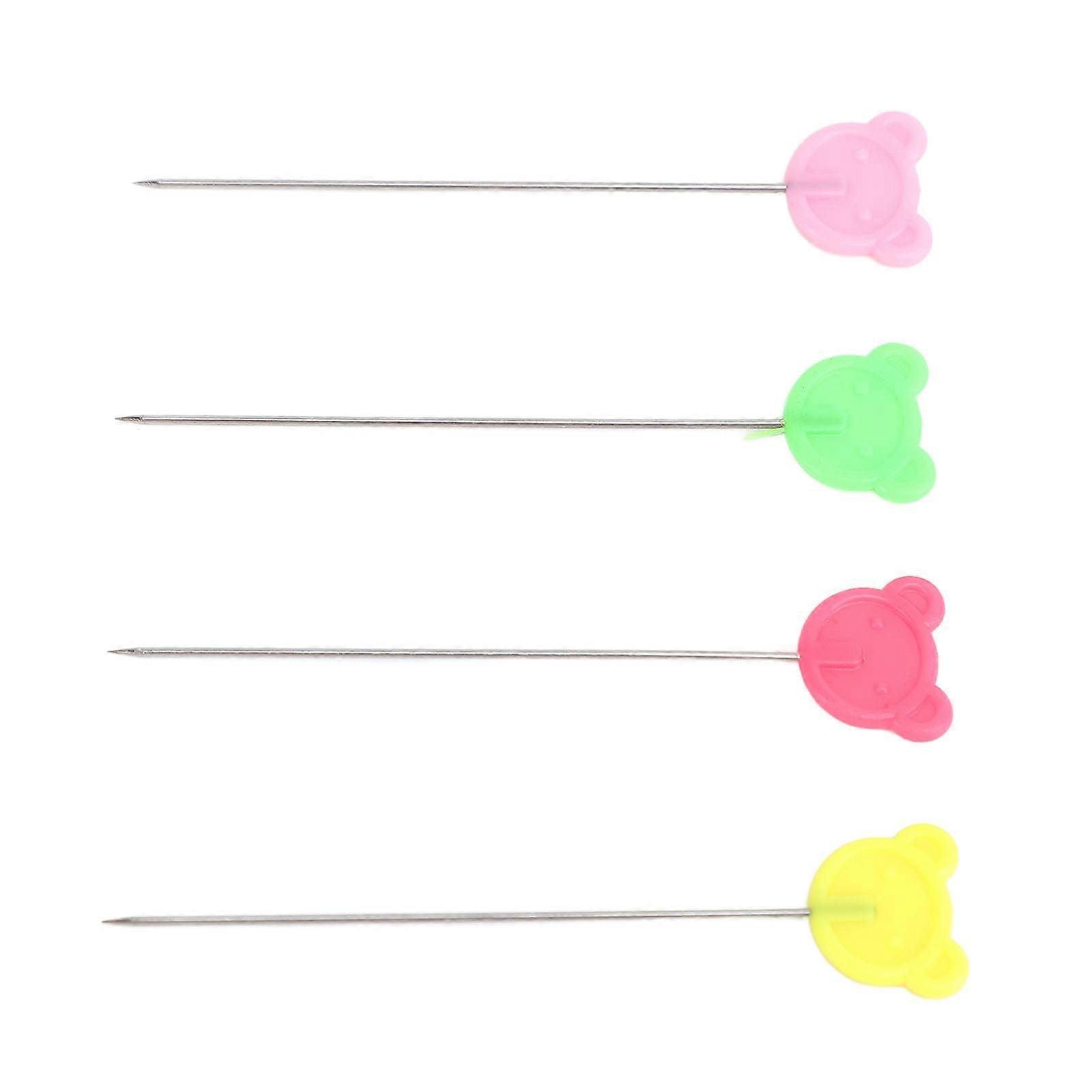 4 Boxes Flat Head Straight Pins, Plastic & Stainless Steel, Multipurpose