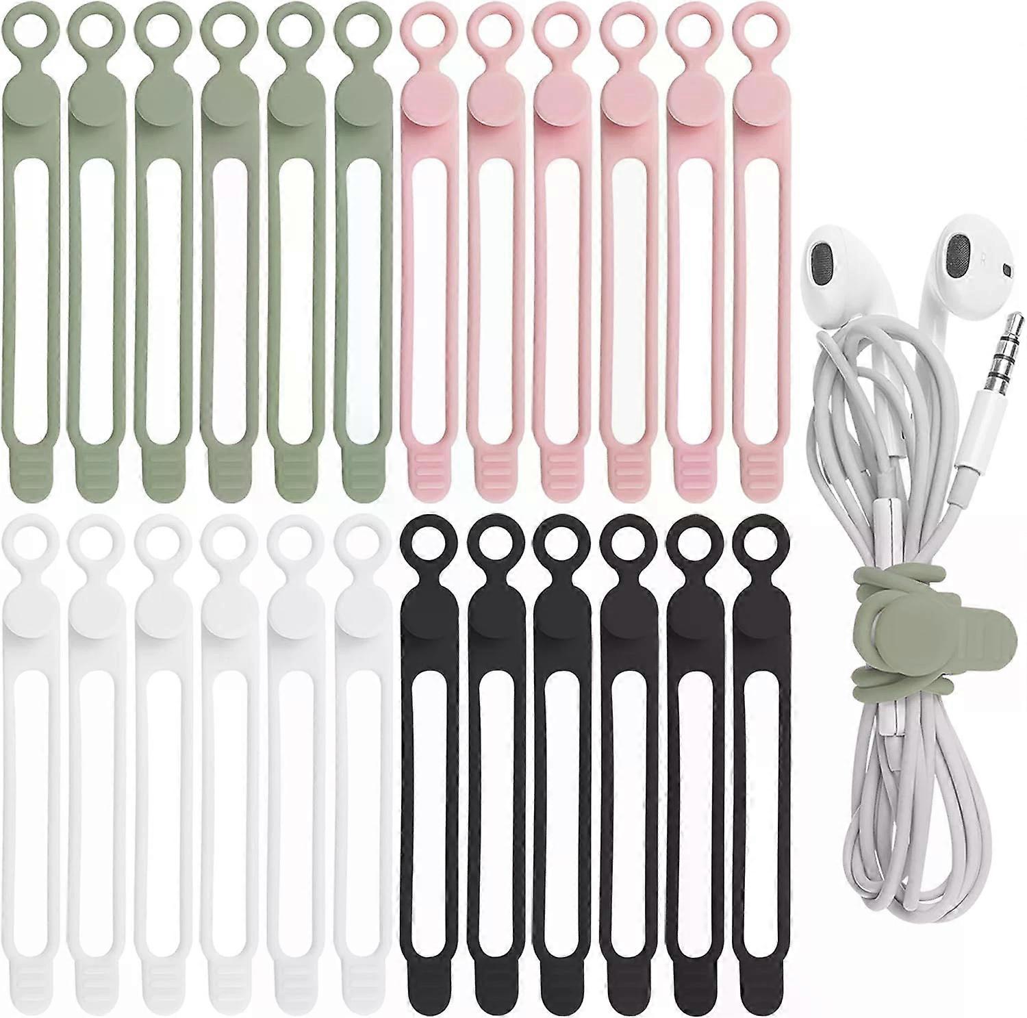 24Pcs Silicone Cable Straps, Cord Organizer for Earphone Phone Data Cables