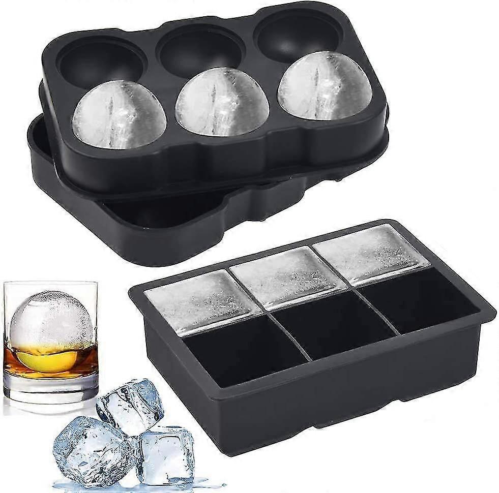 Silicone Ice Cube Mold, Round and Square Icea set, Silicone Ice Tray,with Lid, for Whiskey,etc