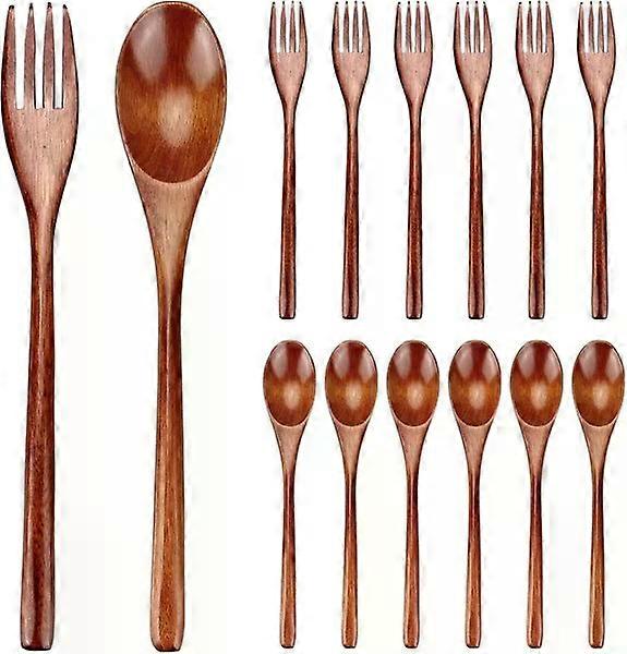 12-piece wooden tableware set, won't damage the tableware surface