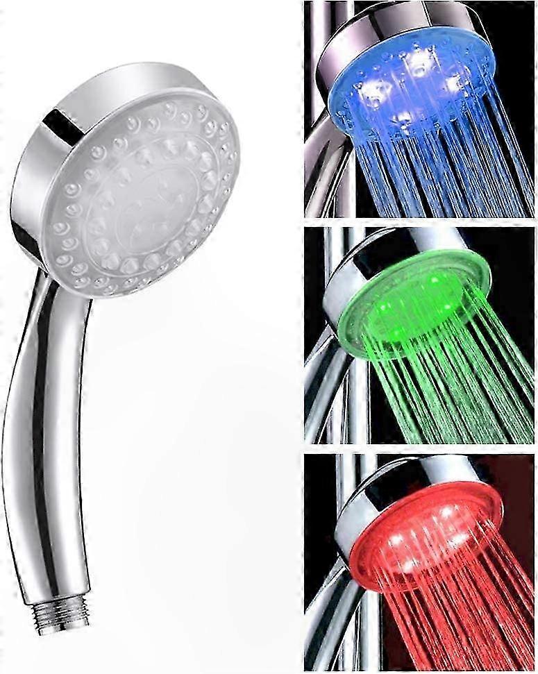 Color-Changing LED Shower Head with Temperature Sensor for Bathroom