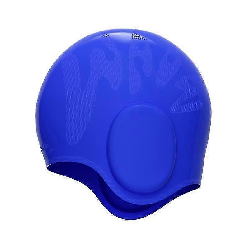 Waterproof Solid Color Ear Guard Silicone Swimming Cap, Color: Colorful Blue