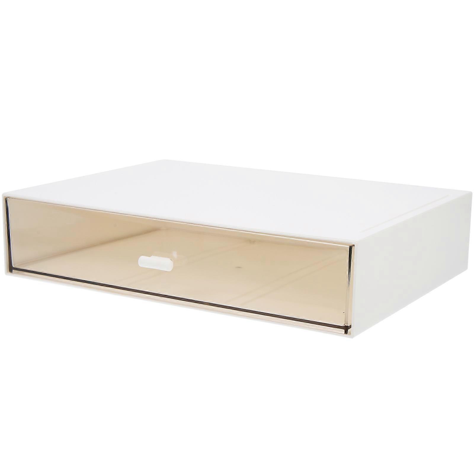 Desktop Stackable Sundries Storage Box for Home Use White 1 Drawer Organizer