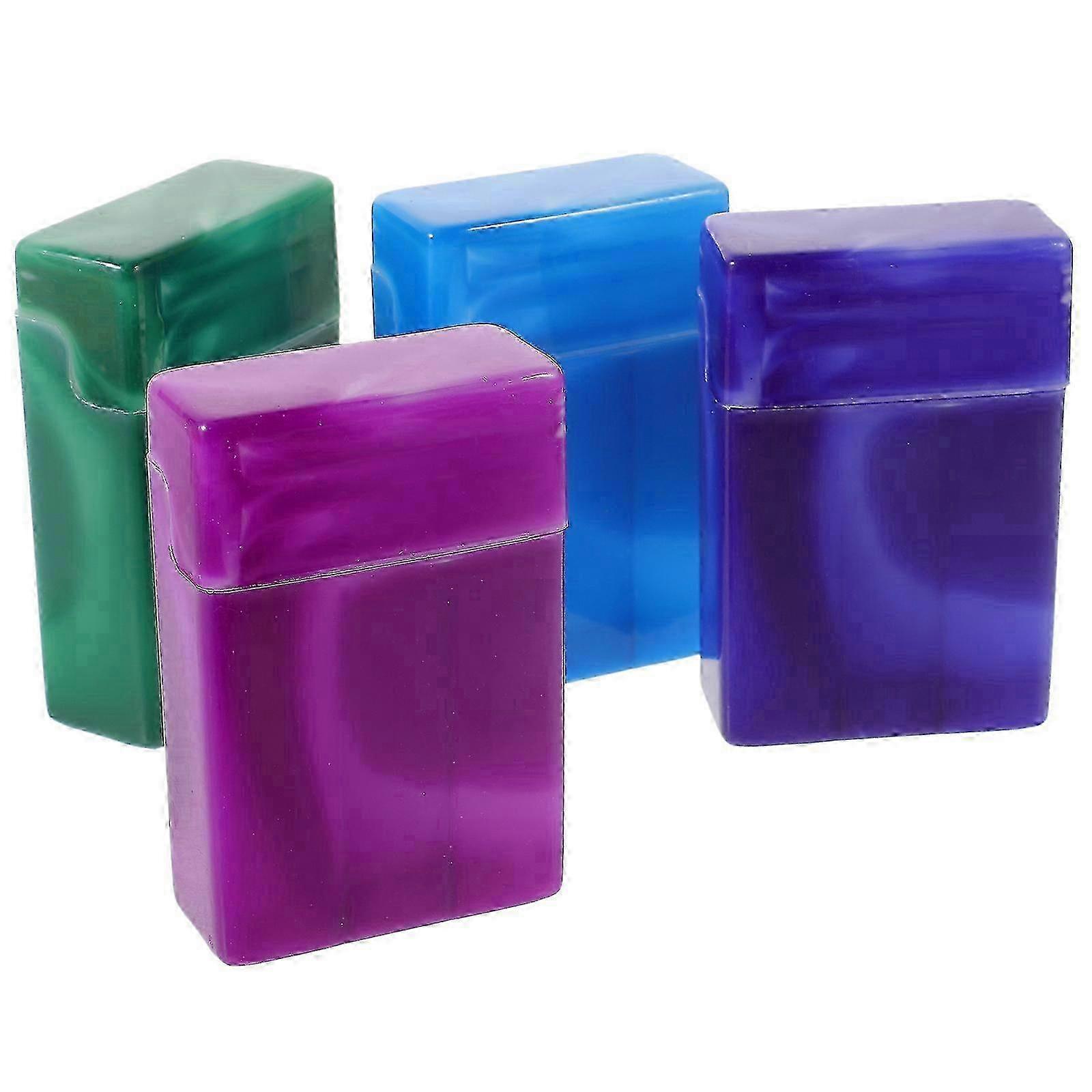 2025 4Pcs Marbled Cigarette Case Portable Cigarette Box Marbled Cigarette Container Plastic Case