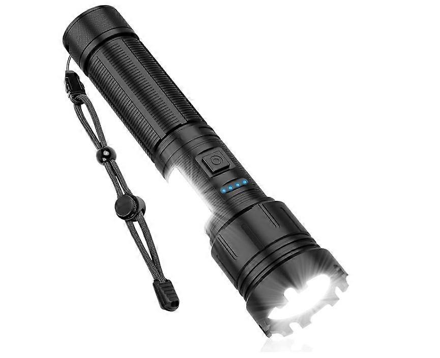 Rechargeable Torch, Magnetic Super Bright LED Flashlight with COB Work Light, USB C, 7 Modes, Zoomable, IP65 Waterproof Tactical Flashlights(Black)