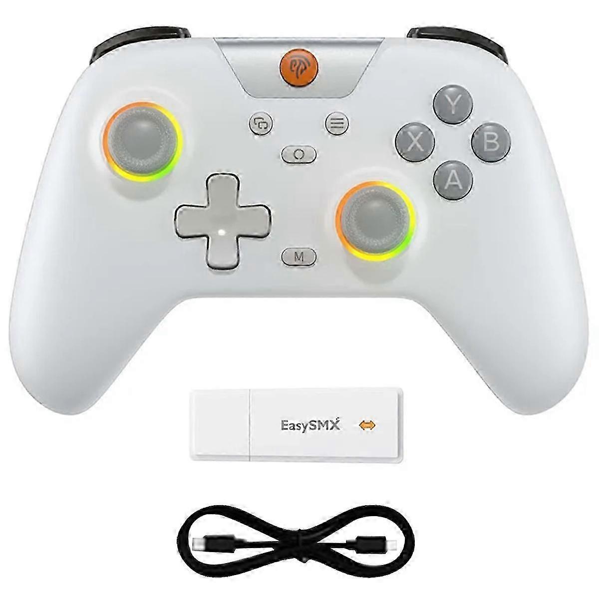RGB Bluetooth Gaming Controller Compatible with PC, Phone, Switch & Steam - White X05