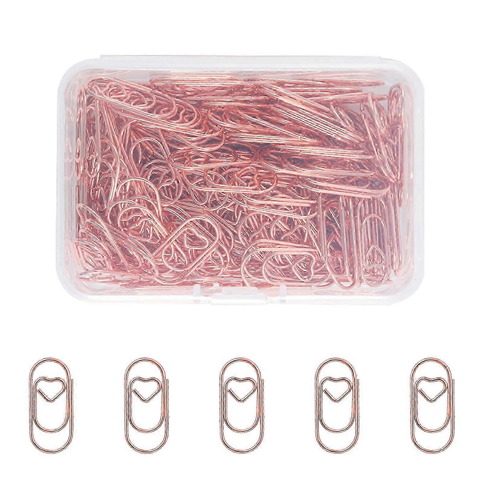 200pcs Love Heart Paper Clips for Sorting Papers(Rose Gold)