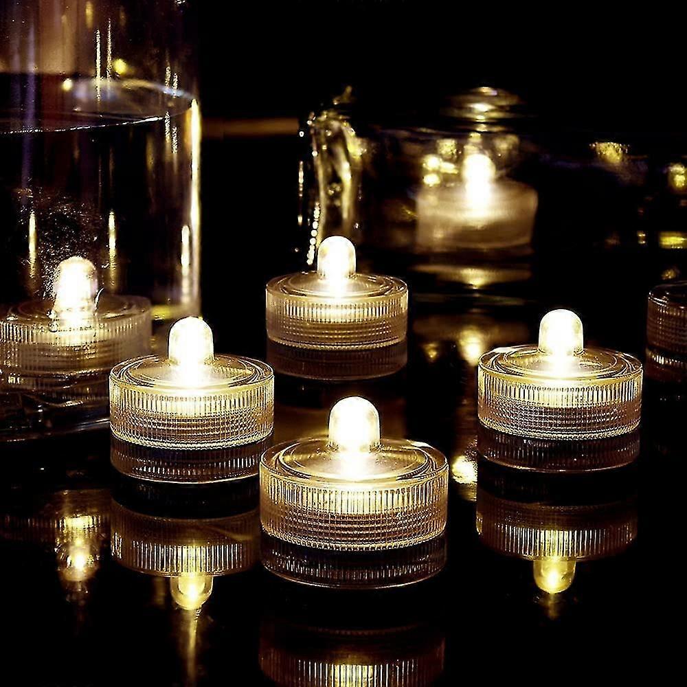 24pcs Waterproof Round Mini Led Tea Lights Underwater Lights