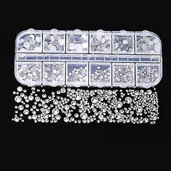 2000 flat back gemstones rhinestones 6 sizes (clear)