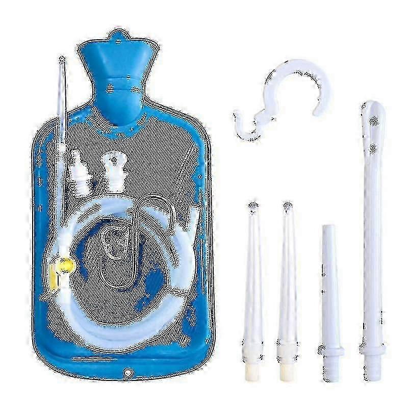 2 L Enema Bag Home Enema Kit with 3 Enema Tips,60 inch Long Silicone Hose, Controlable Water Flow