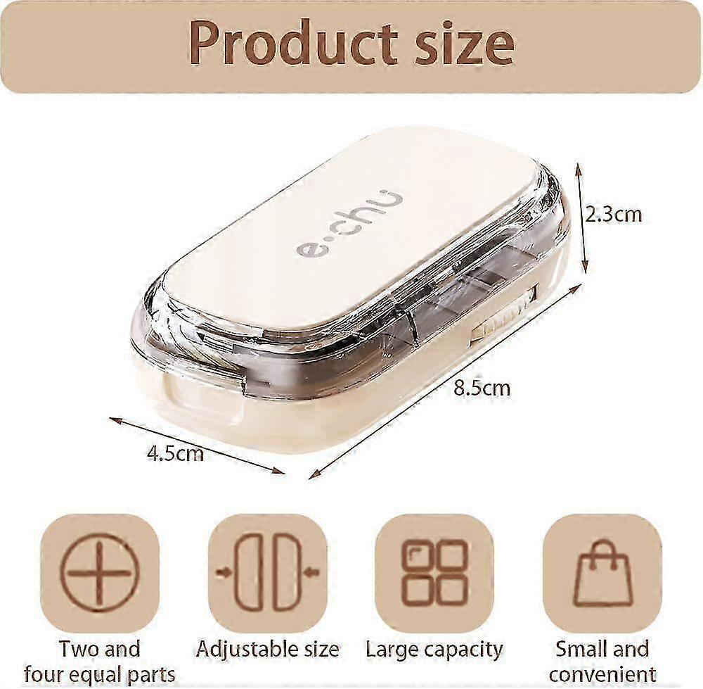 Multifunctional pill cutter with 2-way and 4-way splitting