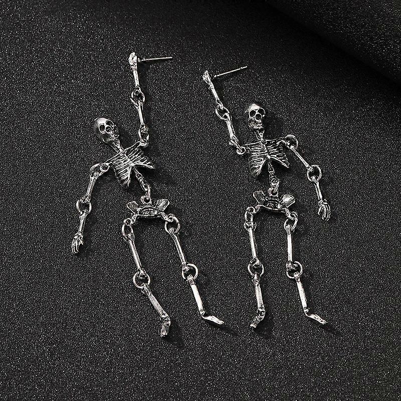 Skeleton Earrings, Exaggerated Horror Funny Unique Dangle Stud Earrings