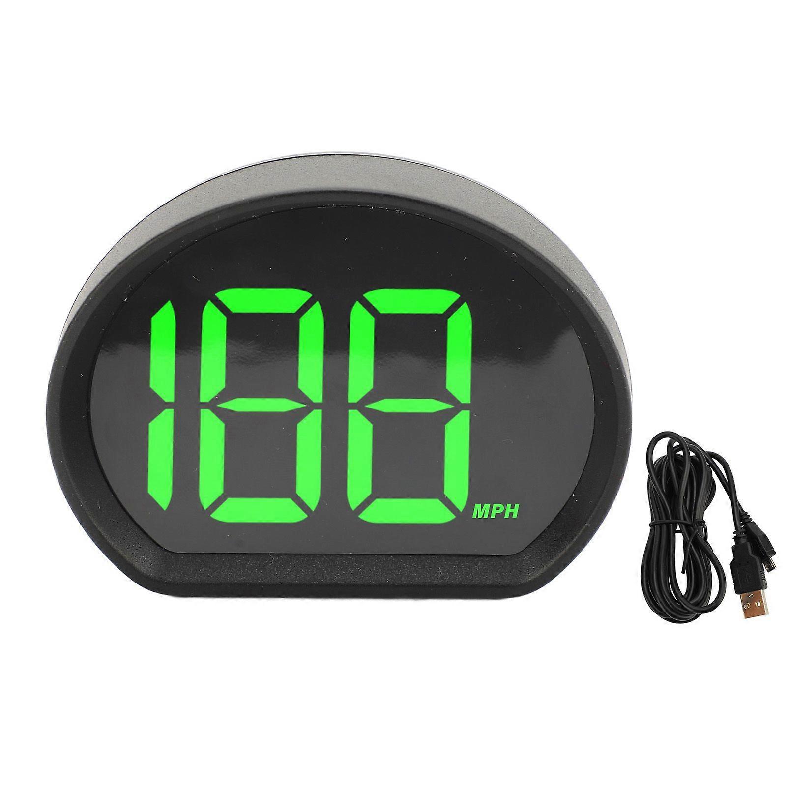 Car HUD Speedometer Universal USB Cable Plug and Play Large Font LED GPS Digital Speedometer for All Cars X3 Green MPH