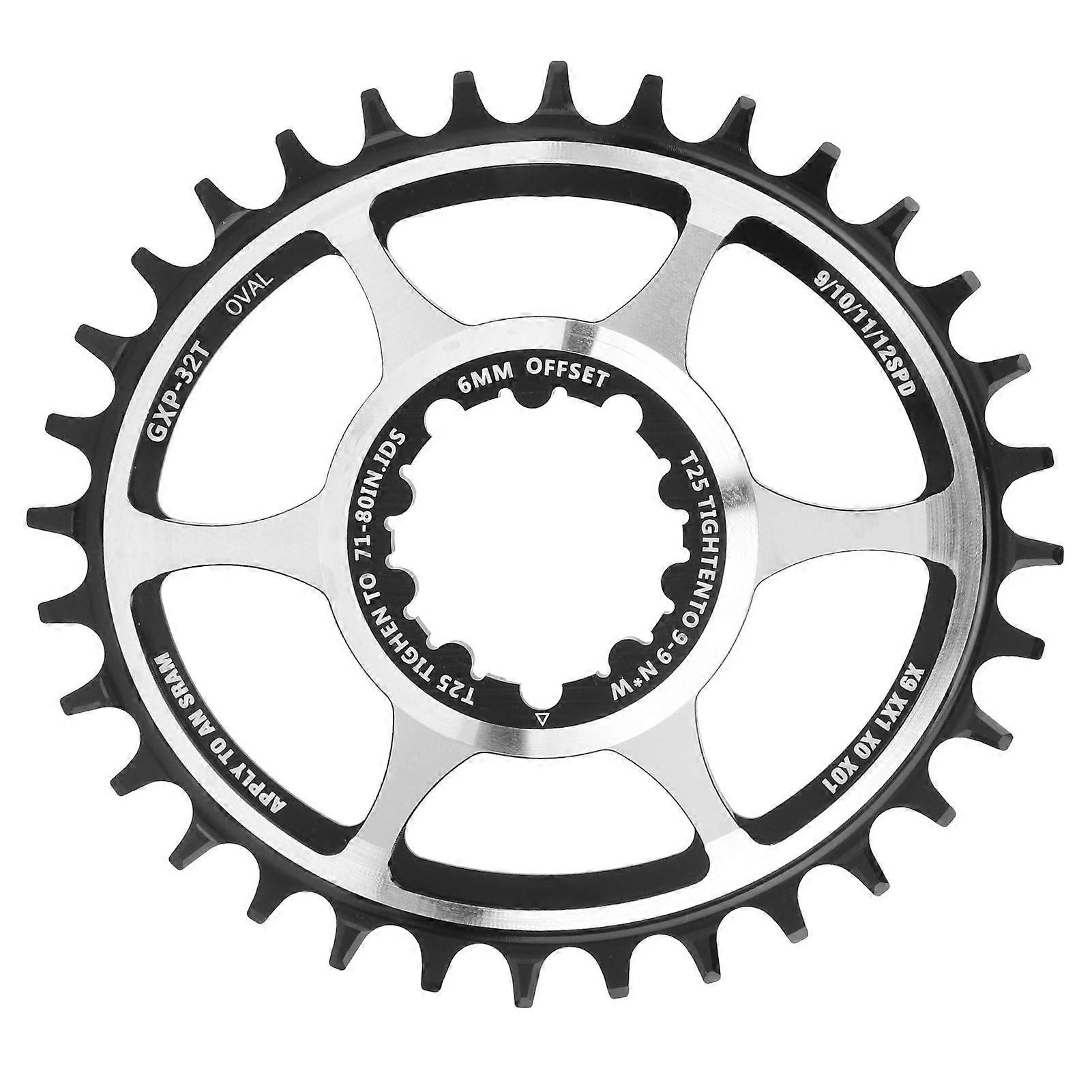 Mountain Bike Positive and Negative Teeth Integrated 32T Oval Disc Eagle Tooth Design6mm/0.2in