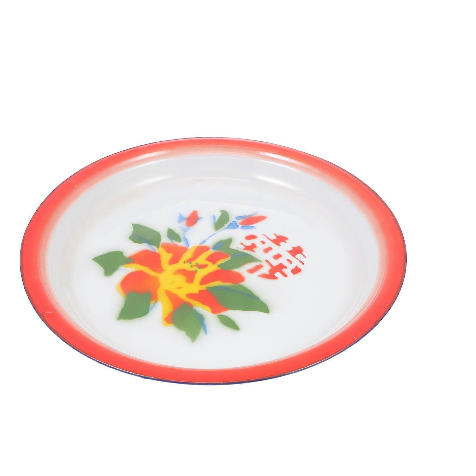 Tea Tray Enamel Dish Plate for Kitchen Use 1Pcs Practical Household Tableware