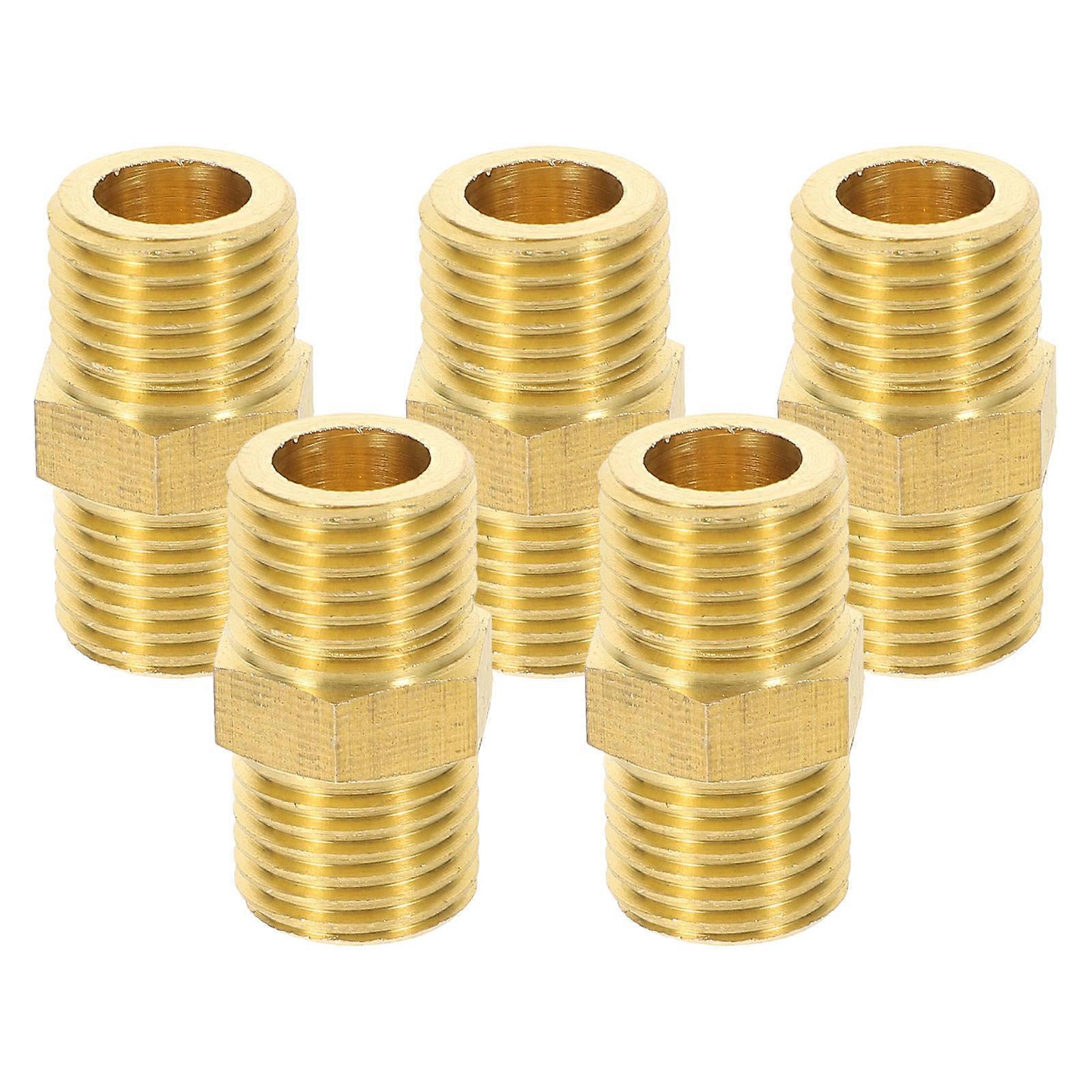 Golden Copper Hose Connector for Water Pipe 5Pcs Hose Connectors