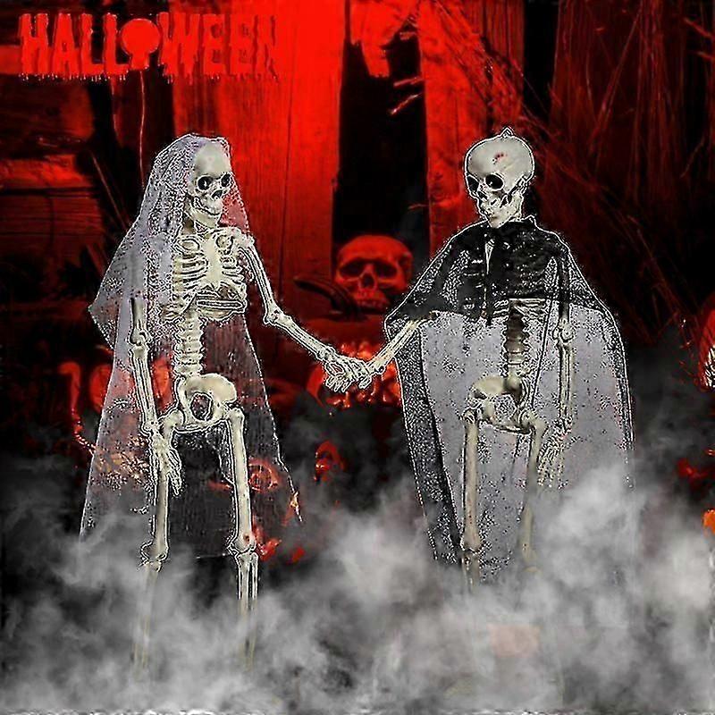 2 Skeleton Full Life Size Poseable Human Halloween Party Prop Haunted House Decor1