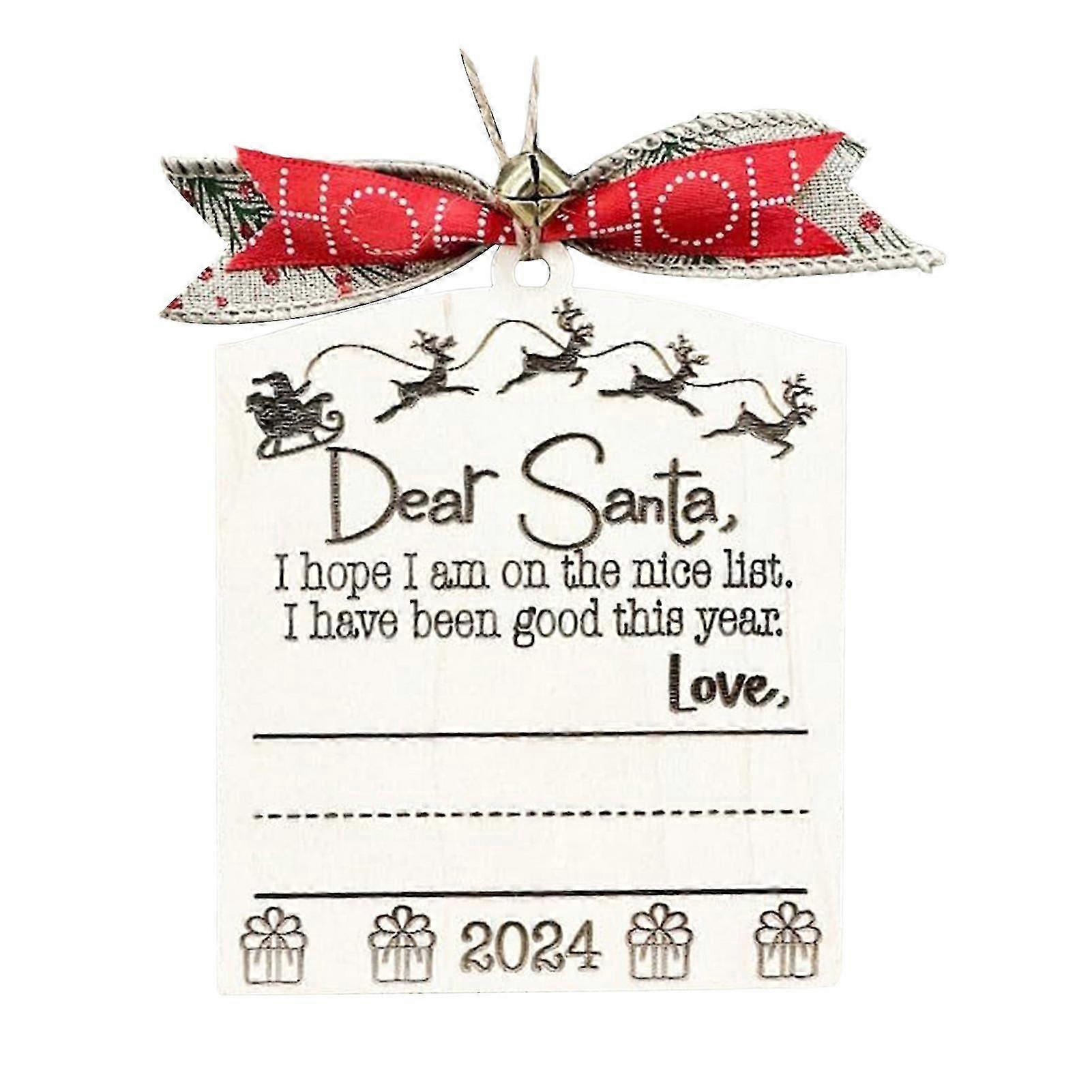 Christmas Ornament Funny Xmas Tree Wooden Pendant Handwriting Hanging Decoration for DIY Holiday Home Tree Decor