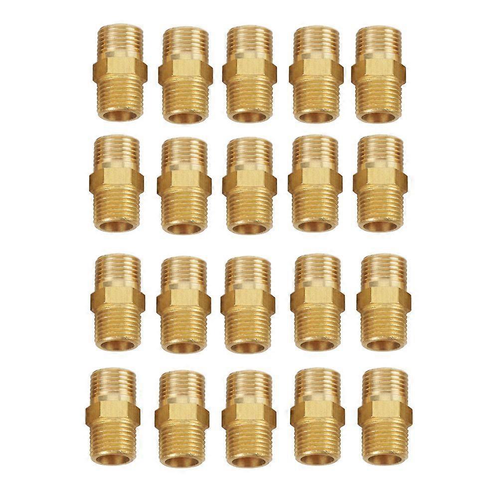 20 Pcs 1/8 BSP to 1/8 BSP External Thread Brass Pipe Hex Nipple Fitting Quick Adapter