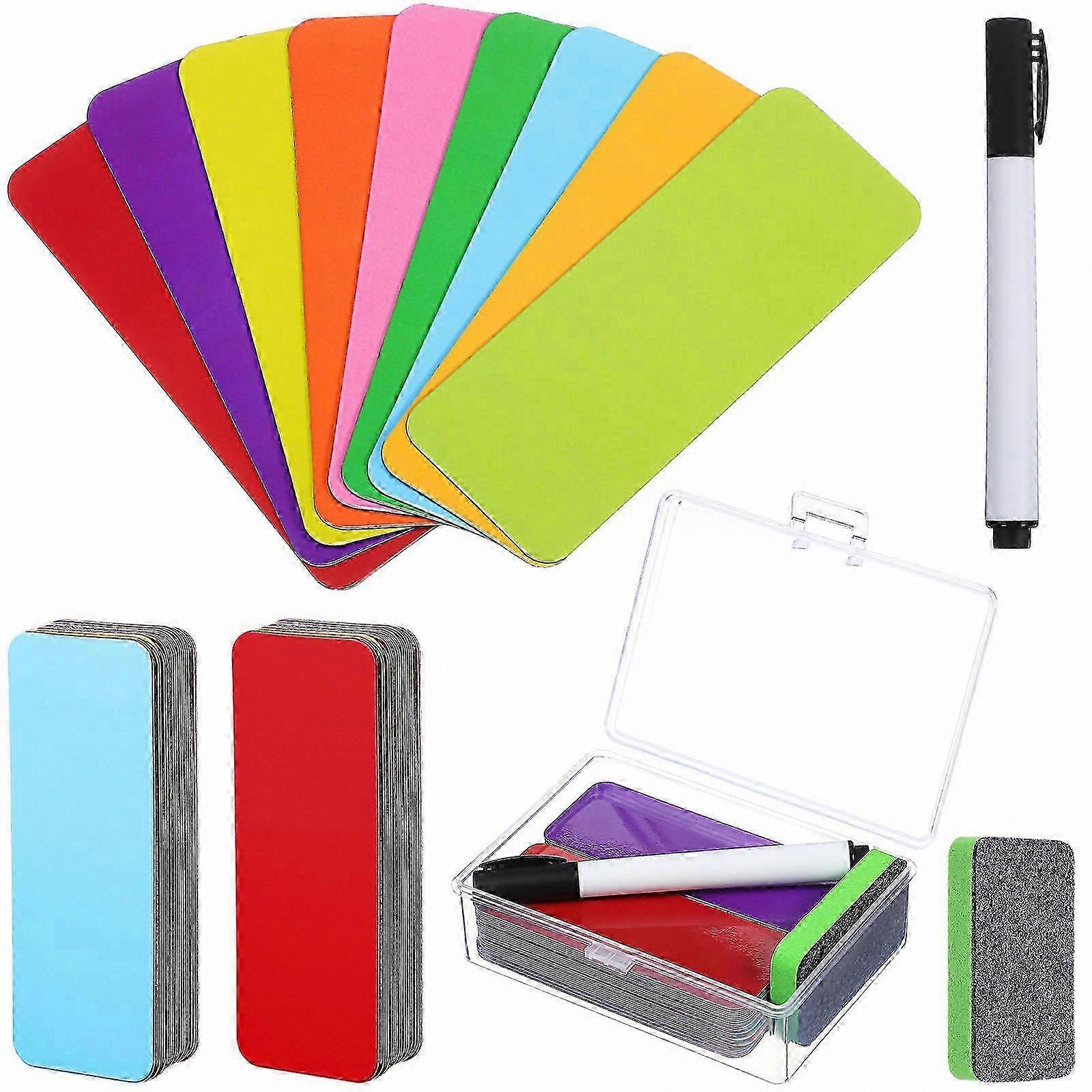 Writable Magnetic Labels for Organization, Fridge Memo Stickers, Whiteboard Notes, 8x3cm