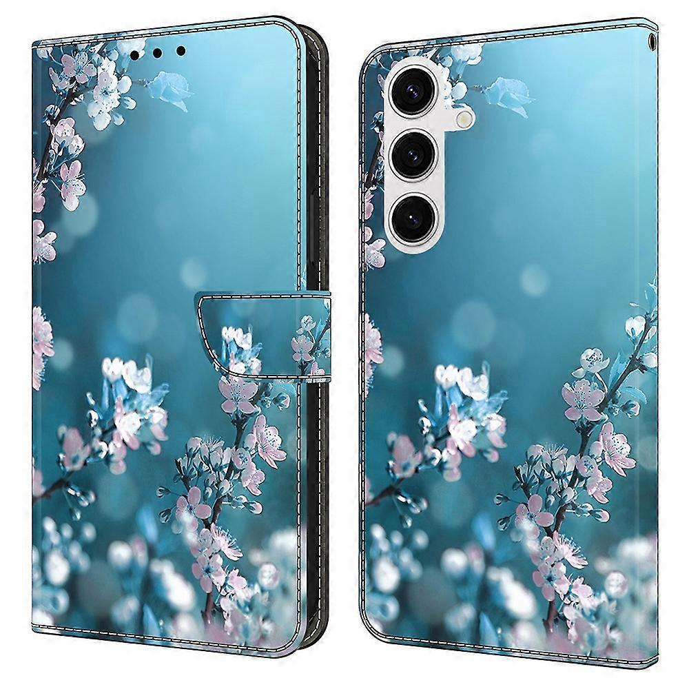 For Samsung Galaxy S24 FE Case 3D Pattern PU Leather Wallet Phone Cover with Stand - Plum Blossoms