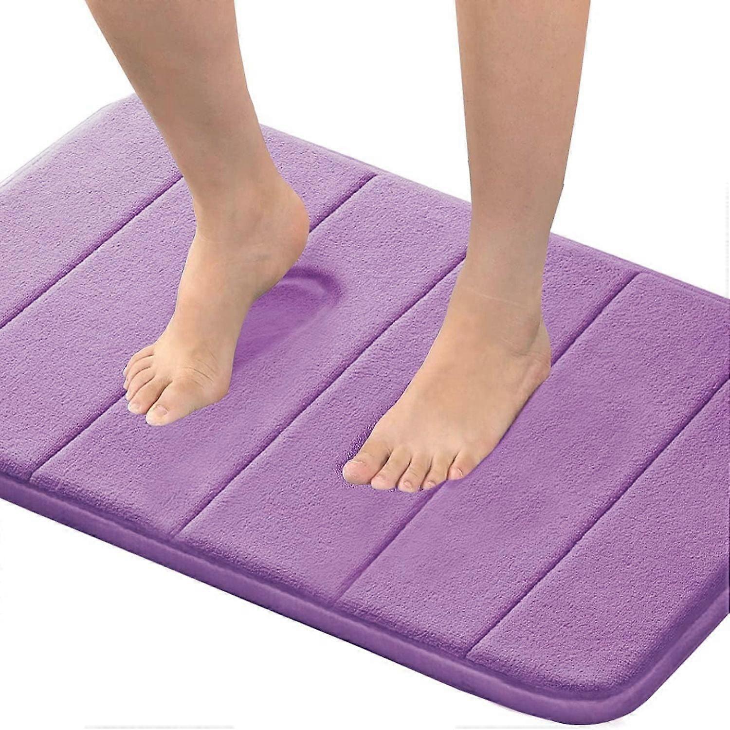Memory Foam Bath Mat 24x16 in, Soft, Non-Slip, Fast-Drying, Machine Washable, Purple