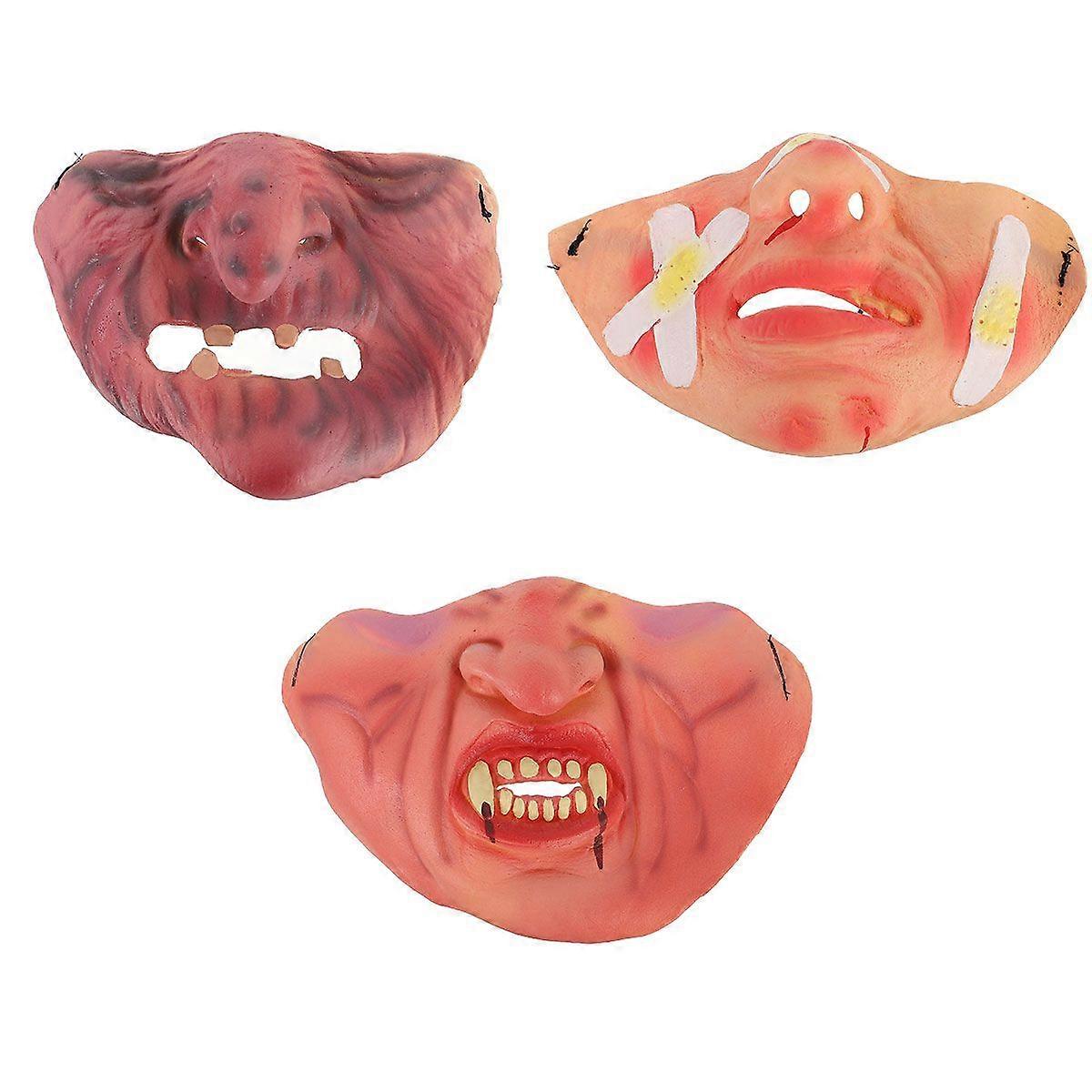 3pcs/Set Latex Face Mask Halloween Funny Mask Masquerade Face Mask Face Cover