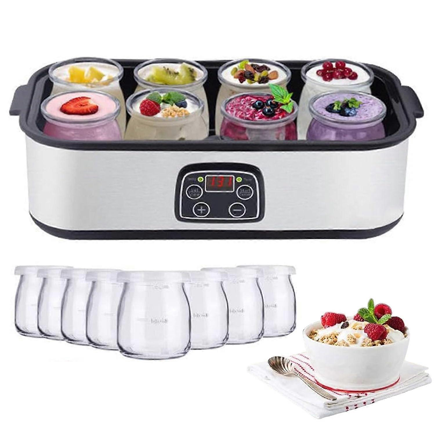 Yogurt Maker 1400ml Large Capacity With Digital Timer And Adjustable Temperature 8 Reusable Glass Jars
