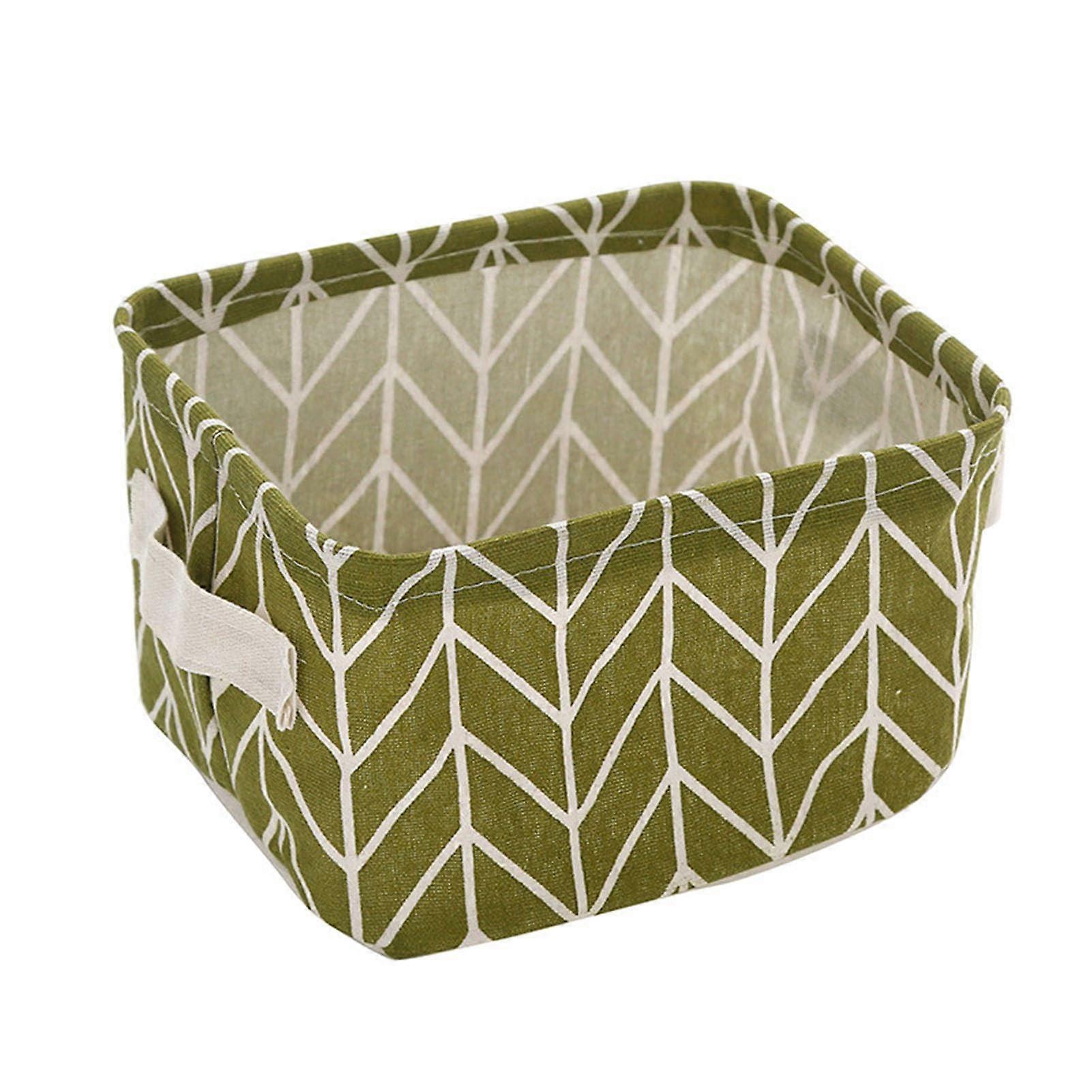 Mini Storage Basket Organizer for Makeup and Books, Cotton Linen Storage Bin with Handle for Shelves and Desks