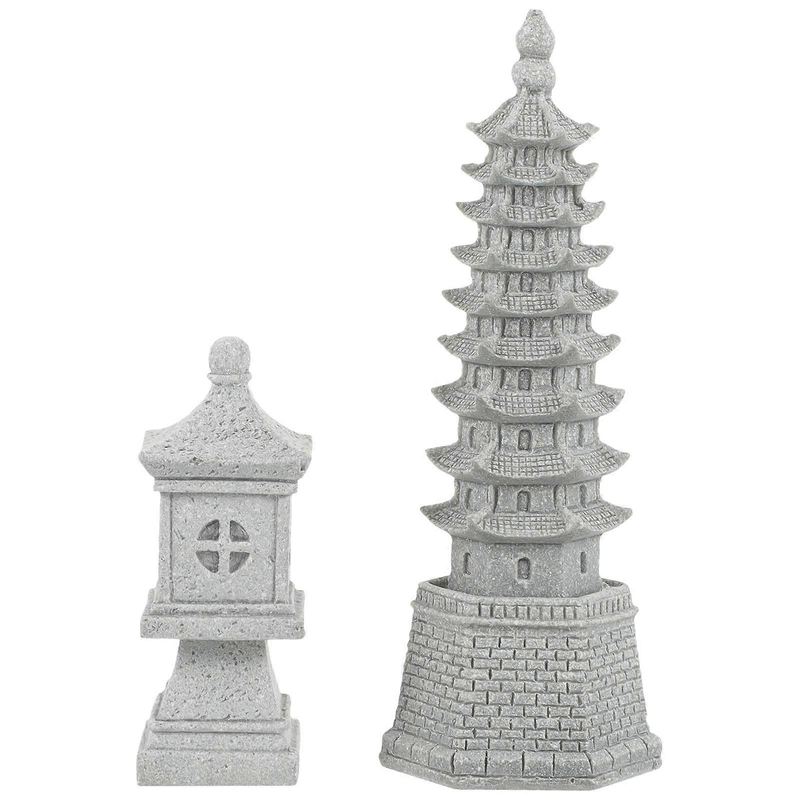 Miniature Home Decor Pavilion Statue for Tabletop Use 8Pcs