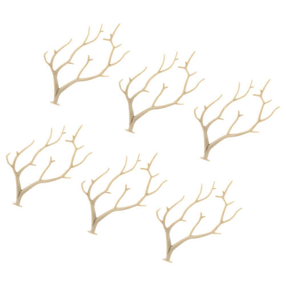 6Pcs Artificial Antler Branches for Decor Beige Plastic Tree Twigs