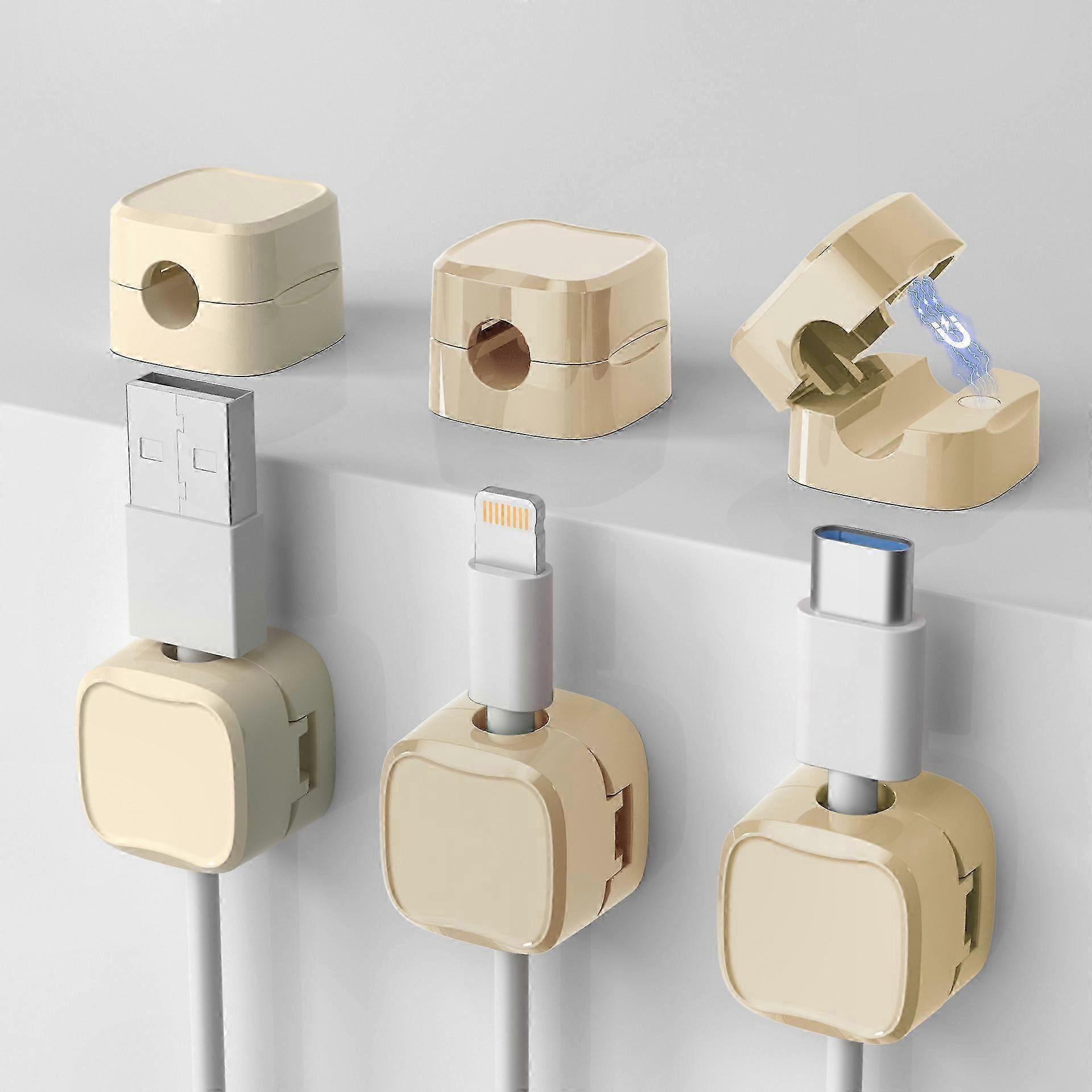 Lot de 6 clips magnétiques pour câbles, organiseur de câbles adhésif pour bureau, table de chevet, chargeur, gestion des câbles