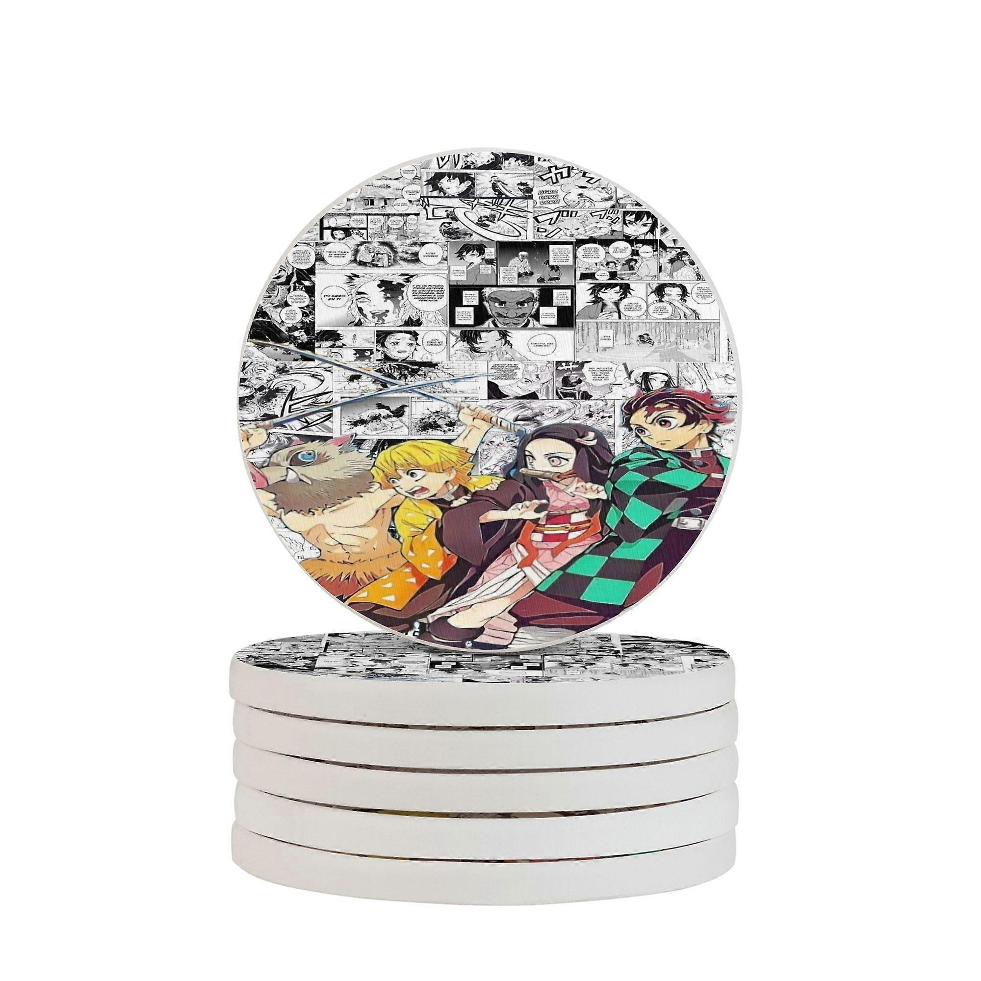 Demon Slayer Absorbent diatomaceous earth coaster, odorless diatomaceous earth non-slip insulation protects the table top from damage One Size