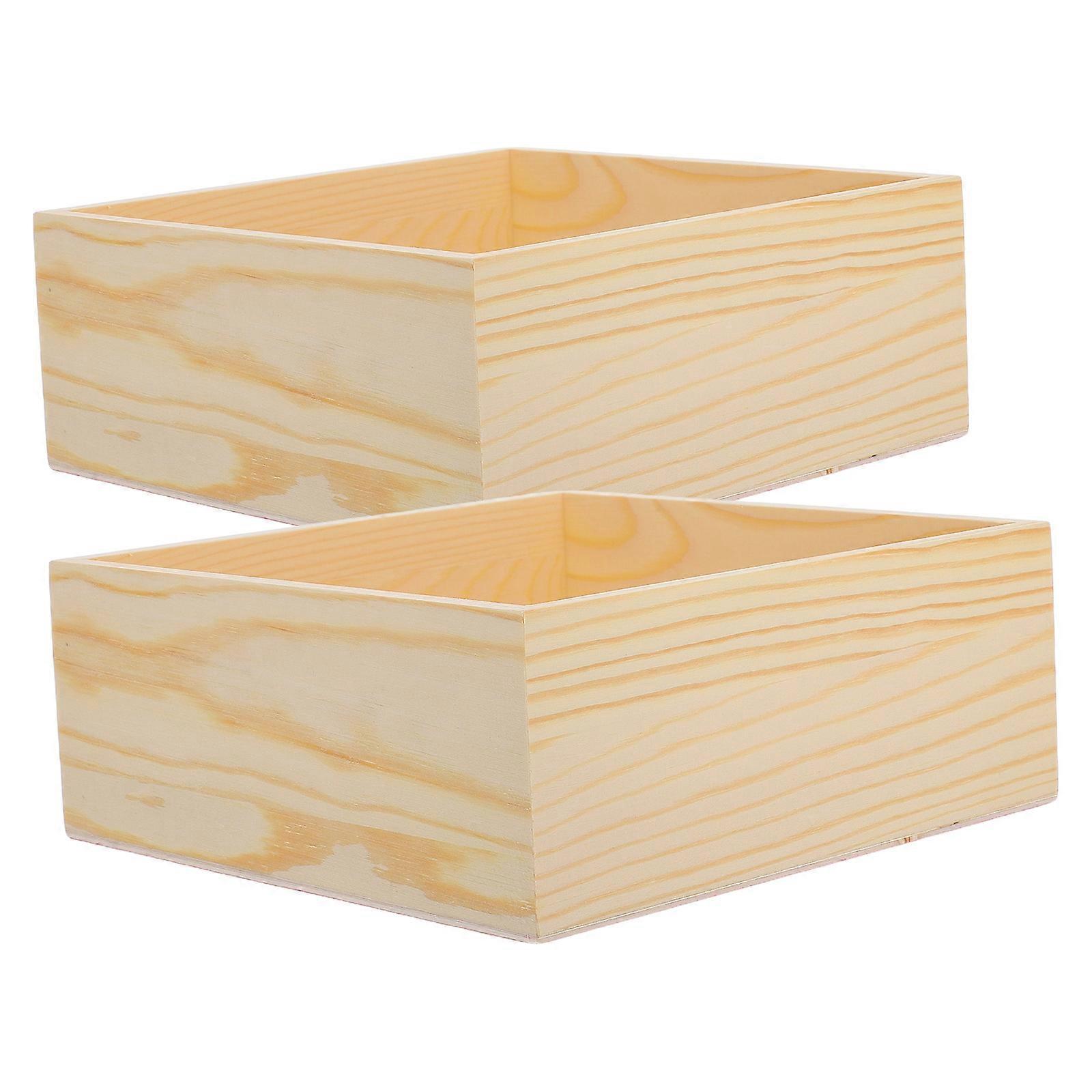 Wooden Crafts Box for Storage 8Pcs Rustic Small Square Container