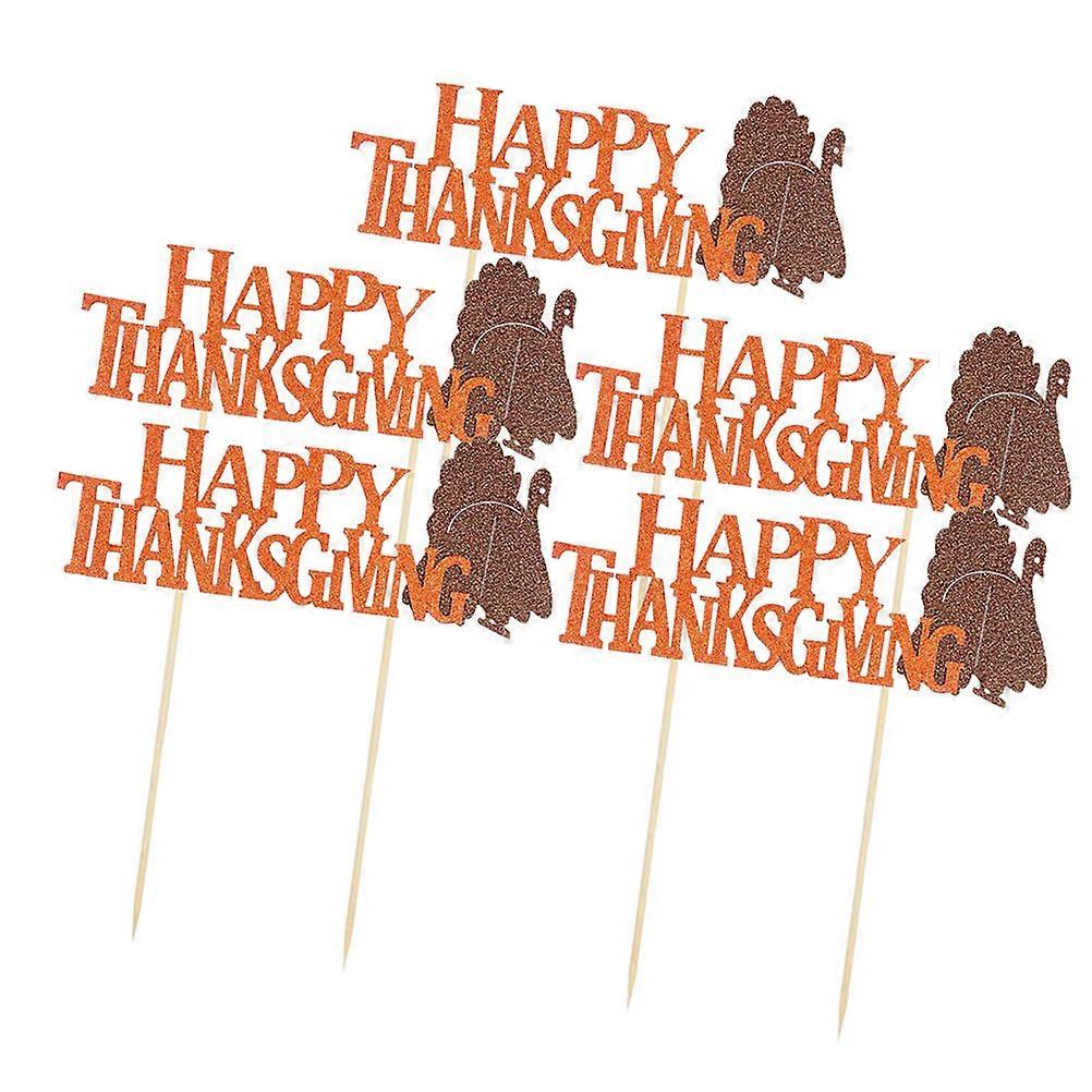 15Pcs Thanksgiving Cupcake Picks Glitter Cake Decorations Assorted Color for Cake Party Food