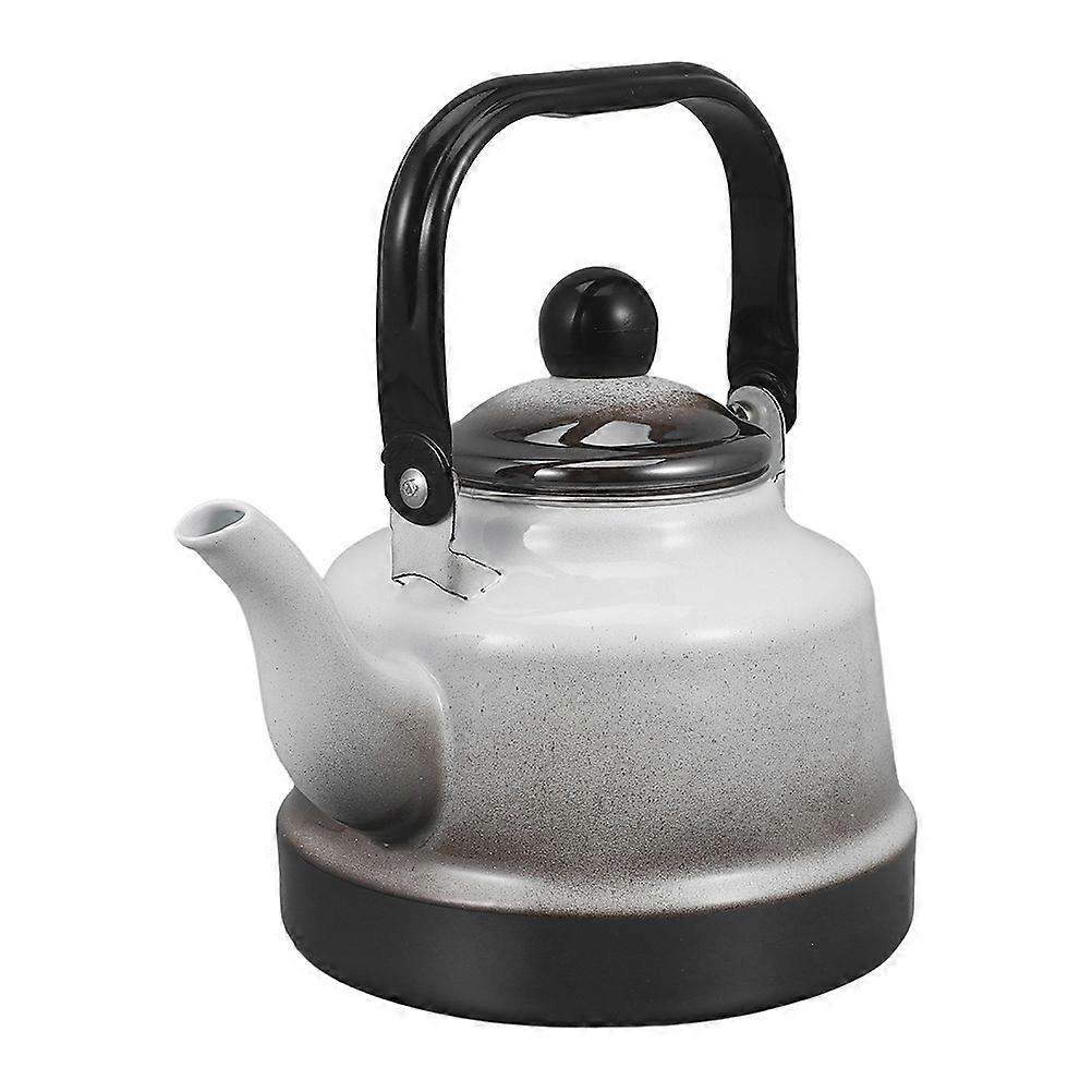 Retro Tea Kettle Enamel Kettle Tea Brewing Kitchenware 2.5L Steel Handle Simple Style 1Set