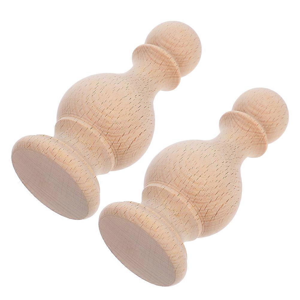 Beige Wood Finials For Bedposts 4 Pcs Indoor Decorative Use Simple Style 12.00X4.80X4.80 CM