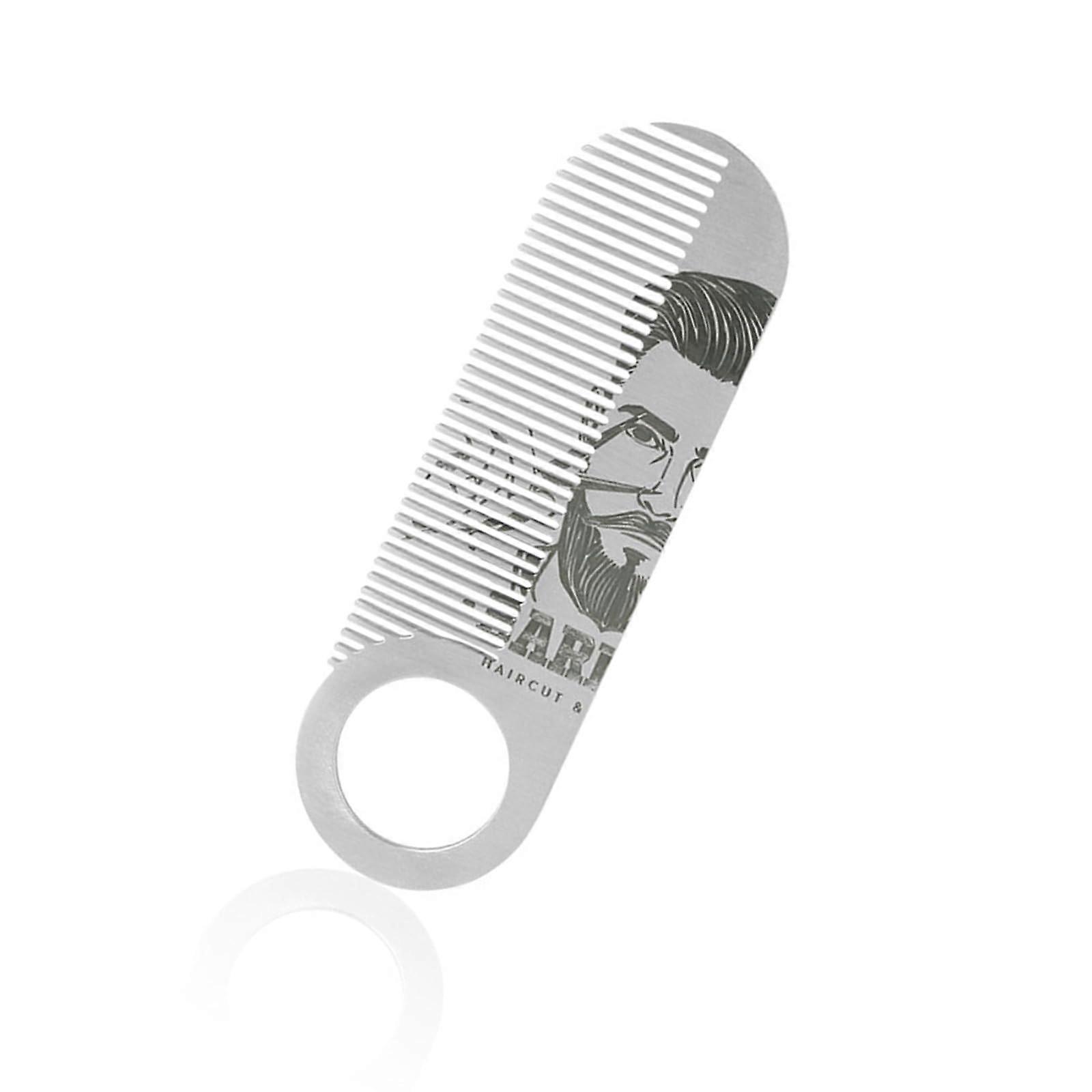 Beard And Mustache Comb Compact Stainless Steel Travel Friendly Pocket Sized Keychain Grooming Tool Silver